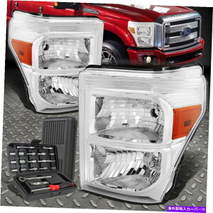 USwbhCg 11-16tH[hX[p[f[eBF250-550N[nEWOAo[wbhCg+c[Zbg FOR 11-16 FORD SUPER DUTY F250-550 CHROME HOUSING AMBER SIDE HEADLIGHT+TOOL SET