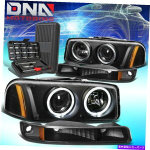 USwbhCg 1999-2006VGLED HaloubNvWFN^[wbhCgW /op[v+c[ FOR 1999-2006 SIERRA LED HALO BLACK PROJECTOR HEADLIGHTS W/BUMPER LAMPS+TOOLS