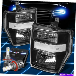 USwbhCg tBbg2008-2010X[p[f[eBF250 / 350/450/550wbhCgW / LEDLbg+N[t@ubN Fit 2008-2010 Super Duty F250/350/450/550 Headlights W/LED Kit+Cool Fan Black