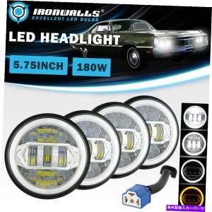 US�w�b�h���C�g 4X 5-3 / 4 "5.75"�N����LED�w�b�h���C�gDRL Angel Eyes Ring 1958-1978 Chrysler 4X 5-3/4" 5.75" Chrome LED Headlights DRL Angel Eyes Ring for 1958-1978 Chrysler