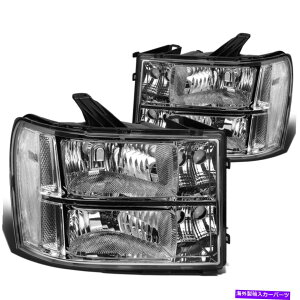 US�w�b�h���C�g 2007-2014 GMC Sierra 1500 2500HD�N���[���n�E�W���O�N���A�R�[�i�[�w�b�h���C�g�����v For 2007-2014 GMC Sierra 1500 2500HD Chrome Housing Clear Corner Headlight Lamps