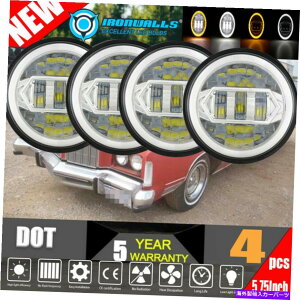 USwbhCg 4PCS 5.75 "5 3/4EhH4NLEDwbhCgIP67OvdvWFN^[ 4pcs 5.75" 5 3/4 Round H4 Chrome LED Headlights IP67 Ring Lamp Bulbs Projector