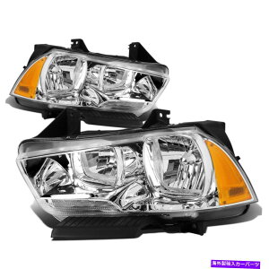 USwbhCg FIT 2011-2014_bW`[W[yAN[nEWOAo[R[i[wbhCg/vZbg Fit 2011-2014 Dodge Charger Pair Chrome Housing Amber Corner Headlight/Lamp Set