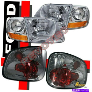 USwbhCg 97-00tH[hF150 SVTX^CtATChΑNwbhCgX[Ne[Cg 97-00 Ford F150 SVT Style Flareside Stepside Chrome Headlights & Smoke Tail Ligh