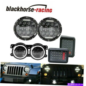 USwbhCg 07-17W[vEO[JK 7 "LEDwbhCgtHOv^[e[CgR{Lbg For 07-17 Jeep Wrangler JK 7" LED Headlight Fog Light Turn Tail Lights Combo Kit