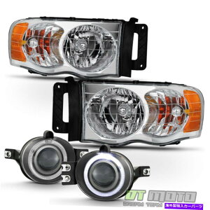 USwbhCg 2002-2005hbWRAM 1500sbNAbvwbhCg+ LED HalovWFN^[tHOCgv 2002-2005 Dodge Ram 1500 Pickup Headlights+LED Halo Projector Fog Lights Lamps