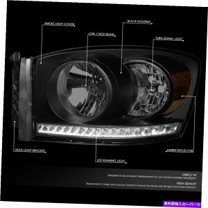 USwbhCg 2006-2009 RAMgbNLED DRLXgbṽtghCrOwbhCgvz FOR 2006-2009 RAM TRUCK LED DRL STRIP FRONT DRIVING HEADLIGHT LAMPS SMOKED AMBER