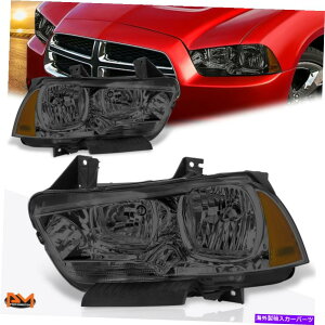 US�w�b�h���C�g 11-14 Dodge Charger�X���[�N�����Y�A���o�[�R�[�i�[�_�C���N�g�{���g�I���w�b�h���C�g�Z�b�g For 11-14 Dodge Charger Smoked Lens Amber Corner Direct Bolt-on Headlight Set�y���s�A���i�z