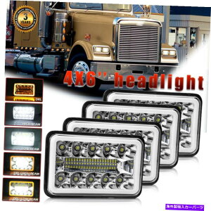 US�w�b�h���C�g PeterBilt Kenworth FreightLiner�̂��߂�4x DOT 240W 4x6�C���`LED�w�b�h���C�gHalo DRL 4X DOT 240W 4x6 inch LED Headlights Halo DRL for Peterbilt Kenworth Freightliner�y���s�A���i�z