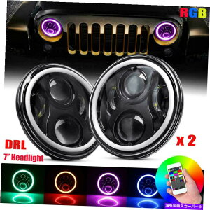USwbhCg yA7 ''wbhCgLED RGB HalovWFN^[GWFDRLpJK TJ LJ Pair 7'' Headlight LED RGB Halo Projector Angel DRL for Jeep Wrangler JK TJ LJ