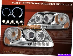 USwbhCg 97-02tH[hGNXyfB[/ 97-03 F150 LEDvWFN^[wbhCg2 Halo Chrome 97-02 FORD EXPEDITION / 97-03 F150 LED PROJECTORHEADLIGHTS 2 HALO CHROME