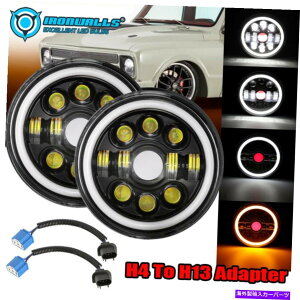 US�w�b�h���C�g 2�{7�C���`LED�w�b�h���C�gW /�����ODRL�^�[���V�o��Camaro C10 2x 7 LED Headlight w/Ring DRL Turn Signal Fit for Chevy Truck Camaro C10