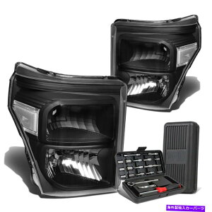 USwbhCg 2011-2016tH[hX[p[f[eByAubN/NAR[i[wbhCgv+c[{bNX For 2011-2016 Ford Super Duty Pair Black/Clear Corner Headlight Lamps+Tool Box