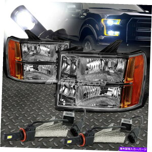 USwbhCg 07-14 GMCVĜ߂̓YwbhCg+ߐF̊p+ 6000KzCgLEDVXe CLEAR LENS HEADLIGHT+AMBER CORNER+6000K WHITE LED SYSTEM FOR 07-14 GMC SIERRA