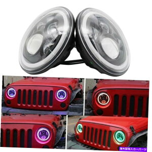 USwbhCg 7 '' RGB LEDn[wbhCgtHOCgR{pW[vO[JK 2007-2018 7'' RGB LED Halo Headlights & Fog Lights Combo For Jeep Wrangler JK 2007-2018