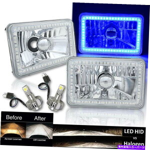 USwbhCg 4×6 "u[SMDn[KX/^wbhCg6000K 6K LEDdwbhvyA 4X6" Blue SMD Halo Glass / Metal Headlight 6000K 6K LED Light Bulb Headlamp Pair