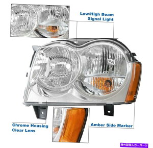 USwbhCg 2005 - 2007NW[vOh`FL[N[wbhCg+u[LEDVOiDRLvLbg For 2005-2007 Jeep Grand Cherokee Chrome Headlight +Blue LED Signal DRL Lamp Kit