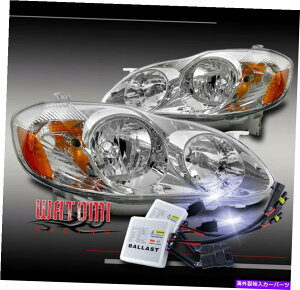 USwbhCg 03-08g^J[N[/Ao[wbhCgwbhvW / 10K HID FOR 03-08 TOYOTA COROLLA REPLACEMENT CHROME/AMBER HEADLIGHTS HEADLAMPS W/10K HID
