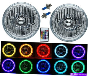 US�w�b�h���C�g 7 "RGB SMD�}���`�J���[�z���C�g���b�h�u���[�O���[��LED�n���[�G���W�F���A�C�w�b�h���C�g�y�A 7" RGB SMD Multi-Color White Red Blue Green LED Halo Angel Eye Headlights Pair