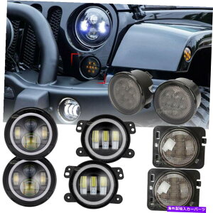 USwbhCg 7 "LEDwbhCg+ 4"tHOCg+^[VOi+tF_[vLbgW[vO[JK 7" LED Headlight +4" Fog Light+Turn Signal+Fender Lamp Kit for Jeep Wrangler JK
