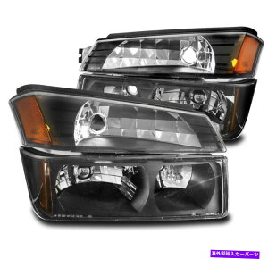 US�w�b�h���C�g 02-06 Chevy Avalanche 1500 2500�w�b�h���C�g�w�b�h�����v+�o���p�[�M�������v�u���b�N FOR 02-06 CHEVY AVALANCHE 1500 2500 HEADLIGHT HEADLAMP+BUMPER SIGNAL LAMP BLACK�y���s�A���i�z