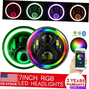 USwbhCg W[vEO[JK TJ LJ Halo RGB 7 '' LEDwbhCgDRLCgR{2PCSLbg For Jeep Wrangler JK TJ LJ Halo RGB 7'' LED Headlights DRL Lights Combo 2PCS Kit