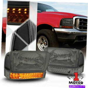 USwbhCg 99-04 F250 / F350X[p[f[eB̂߂̉̐F̃wbhCgNAR[i[LEDVOi Smoke Tinted Headlight Clear Corner LED Signal for 99-04 F250/F350 Super Duty