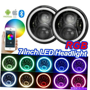 USwbhCg yA7 "C`120W LEDwbhCgHalo Angle Eye RGB Jeep Wrangler CJ JK LJ Pair 7" INCH 120W LED Headlights Halo Angle Eye RGB For Jeep Wrangler CJ JK LJ
