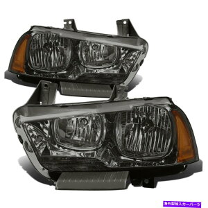 USwbhCg FIT 2011-2014_bW`[W[yAinEWOnEWOAo[R[i[wbhCg/vZbg Fit 2011-2014 Dodge Charger Pair Smoked Housing Amber Corner Headlight/Lamp Set