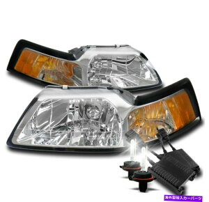 USwbhCg Ford 1999-2004}X^ON[NX^wbhCgwbhvv+ 50W 6K HIDZbg FOR FORD 1999-2004 MUSTANG CHROME CRYSTAL HEADLIGHT HEADLAMP LAMP+50W 6K HID SET