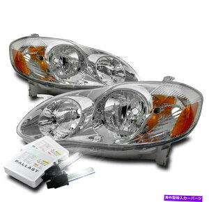USwbhCg 2003N2008Ng^J[ZEle XLENwbhCgwbhvW / 6KLZmHID FOR 2003-2008 TOYOTA COROLLA CE LE XLE CHROME HEADLIGHTS HEADLAMP W/6K XENON HID