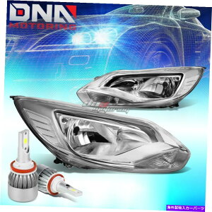 USwbhCg yAN[nEWONATChwbhCg+ 6000K LEDd+t@tBbg12-14tH[JXtH[JX PAIR CHROME HOUSING CLEAR SIDE HEADLIGHT+6000K LED BULB+FAN FIT 12-14 FORD FOCUS