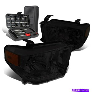US�w�b�h���C�g 2014-2020�g���^�c���h���΋i��/�A���o�[�V�O�i���w�b�h���C�g�����v+�c�[���{�b�N�X For 2014-2020 Toyota Tundra Pair Smoked/Amber Signal Headlight Lamps+Tool Box�y���s�A���i�z