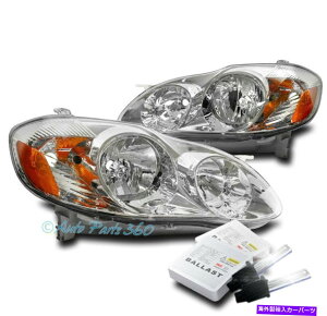 USwbhCg 03-08g^J[N[wbhCgwbhvvW / 6K HIDLbg FOR 03-08 TOYOTA COROLLA REPLACEMENT CHROME HEADLIGHT HEADLAMP LAMP W/6K HID KIT