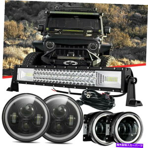 USwbhCg 22uTRI-ROWR{LEDCgo[+ 7vwbhCg+tHOCgW[vO[JK 22" Tri-Row Combo LED Light Bar + 7" Headlights + Fog Light For Jeep Wrangler JK