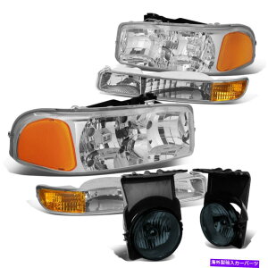 USwbhCg 03-06VG/NVbNN[Ao[op[wbhCg+쓮tHOCg FOR 03-06 SIERRA/CLASSIC CHROME AMBER BUMPER HEADLIGHT+SMOKE DRIVING FOG LIGHT