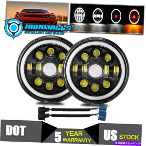 USヘッドライト 2ピース7 "インチLEDヘッドライト角度の目+ DRLフィット1987-1991 Dodge Caravan 2pcs 7"Inch LED Headlight Angle Eyes+DRL Fit for 1987-1991 Dodge Caravan