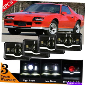 USヘッドライト 4ピース4×6インチプロジェクターLEDヘッドライトレッドデモンライトDRLはシボレーカー 4PCs 4x6 inch Projector LED Headlights Red Demon Light DRL for Chevrolet Car