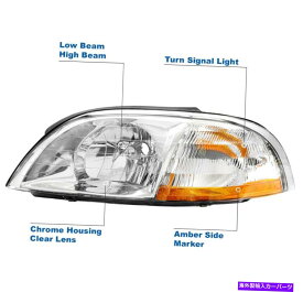 USヘッドライト 1999年から2003年フォードウィンドスタークロムヘッドライトヘッドランプ+バンパーLED DRL W / 6K HID For 1999-2003 Ford Windstar Chrome Headlights Headlamps +Bumper LED DRL w/6K HID