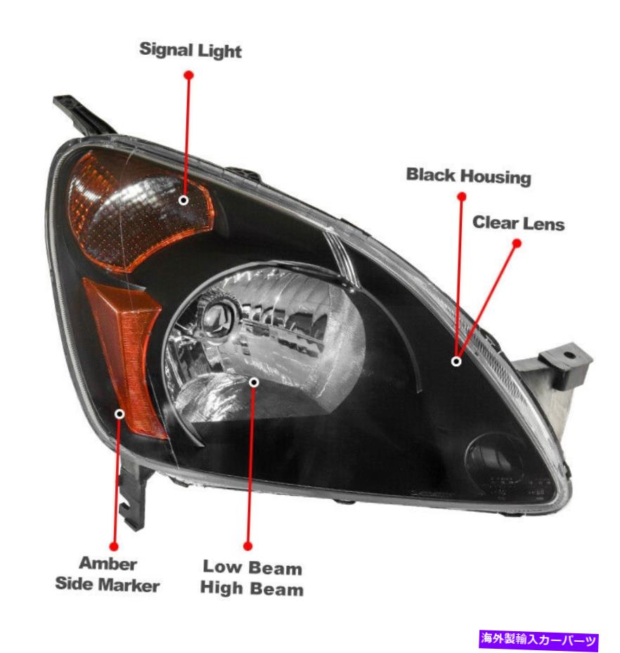 USヘッドライト 02 04ホンダCR-V EX LXスポーツブラックヘッドライトヘッドランプW   LED DRL信号  HID For 02 04 Honda CR-V EX LX Sport Black Headlights Headlamp w LED DRL Signal HID