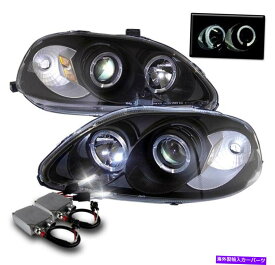 USヘッドライト 1996年 - 1998年ホンダシビックハロープロジェクターヘッドライトランプブラックW / 50W 6000K HID FOR 1996-1998 HONDA CIVIC HALO PROJECTOR HEADLIGHTS LAMPS BLACK W/50W 6000K HID