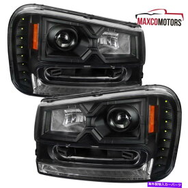 USヘッドライト Black for 2002-2009 Chevy Trail Blazer LED DRLストリッププロジェクターヘッドライトシグナル Black For 2002-2009 Chevy Trail Blazer LED DRL Strip Projector Headlights Signal