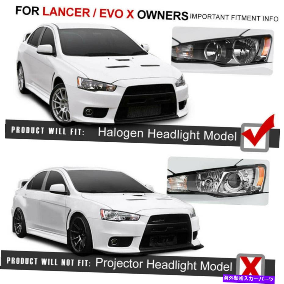 バーゲンセールUSヘッドライト フィット2008-2017三菱ランサー08-2015 Evolution 2008-2017 Lancer  Xハロゲンヘッドライトランプ Evolution Headlights EVO Lamps X Halogen Fit 08-2015 Mitsubishi  EVO パーツ