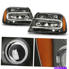 USヘッドライト （LED DRLバー）Projectorヘッドライト02-09 Trailblazer / EXT BLACK / AMBER CORNER (LED DRL BAR) Projector Headlights for 02-09 Trailblazer/EXT Black/Amber Corner