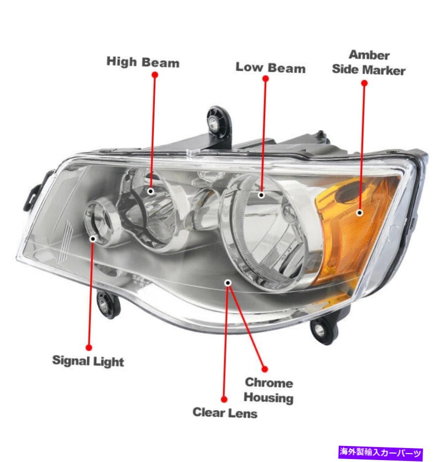 USヘッドライト 11-19ドッジグランドキャラバンクロームハロゲンヘッドライトランプW   LED DRL信号  HID For 11-19 Dodge Grand Caravan Chrome Halogen Headlight Lamp w LED DRL Signal HID