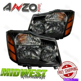 USヘッドライト Anzo Black Crystal Headlights 2004-2007日産ティタンXe Se Le Anzo Black Crystal Headlights Fits 2004-2007 Nissan Titan XE SE LE