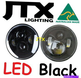 USヘッドライト JTX 7 "Halo MGA MGB MGB MIDGET GTなしのプレーンブラック JTX 7" LED Headlights Plain Black without Halo MG MGA MGB Midget GT