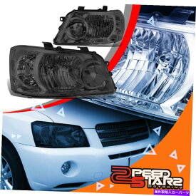 USヘッドライト 2ピーススモークハウジングクリアコーナーヘッドライト/ランプL + R 04-06トヨタハイランダ 2PCS SMOKED HOUSING CLEAR CORNER HEADLIGHT/LAMPS L+R FOR 04-06 TOYOTA HIGHLANDER