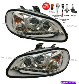 USヘッドライト LEDストリップLH＆RH付きヘッドライト（FIT：FREIGHTLINER M2 106 112ビジネスクラス） Headlight with LED Strip LH & RH (Fit: Freightliner M2 106 112 Business Class)