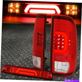USテールライト 08-16フォードスーパーデューティLED C-BARテールライト+ 3D 3番目のブレーキ/貨物ランプレッド FOR 08-16 FORD SUPER DUTY LED C-BAR TAIL LIGHTS+3D THIRD BRAKE/CARGO LAMP RED